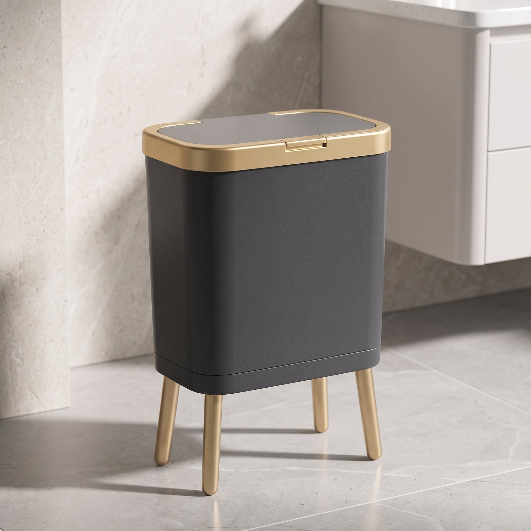 15L Modern Trash Can with Elevated Legs