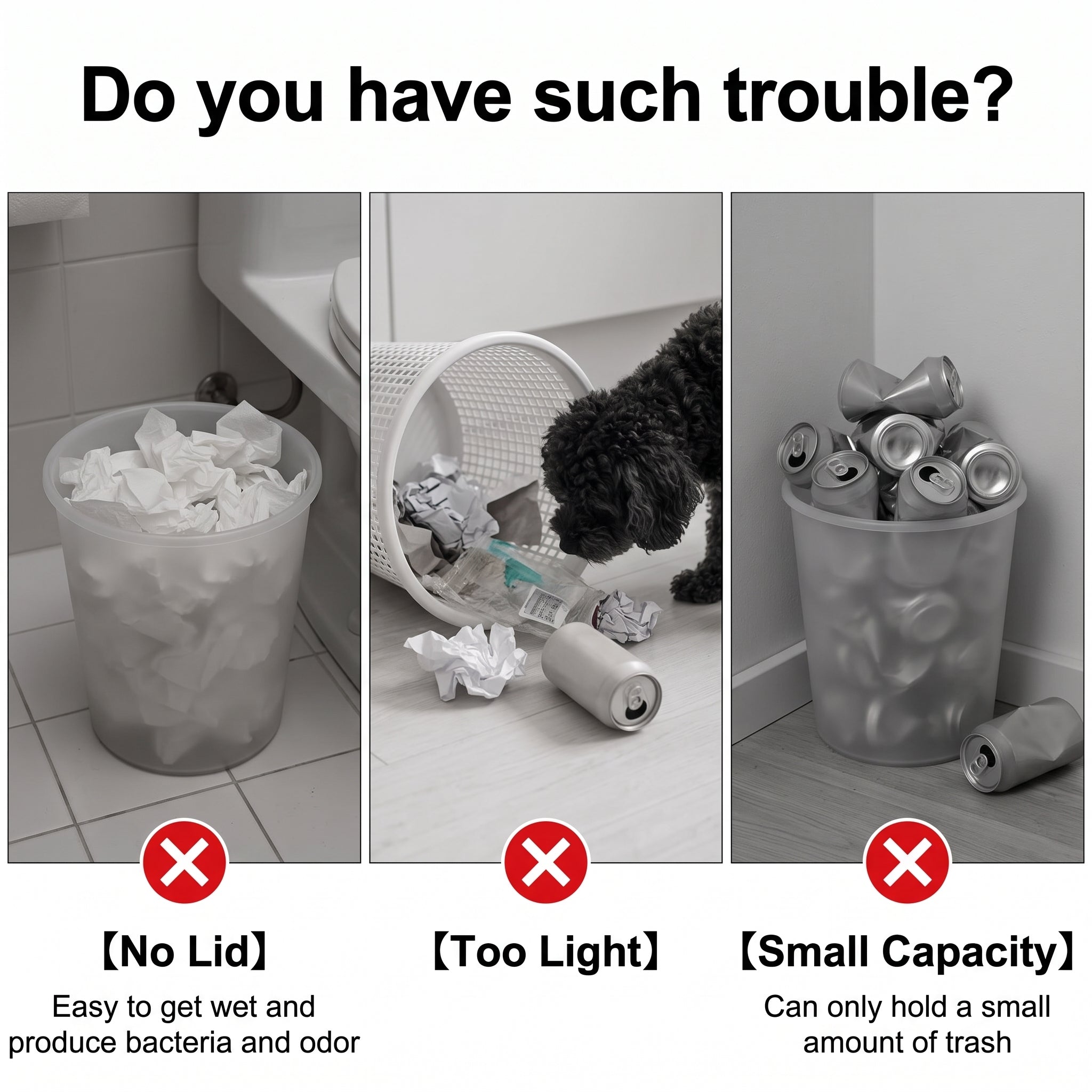 15L Modern Trash Can with Elevated Legs