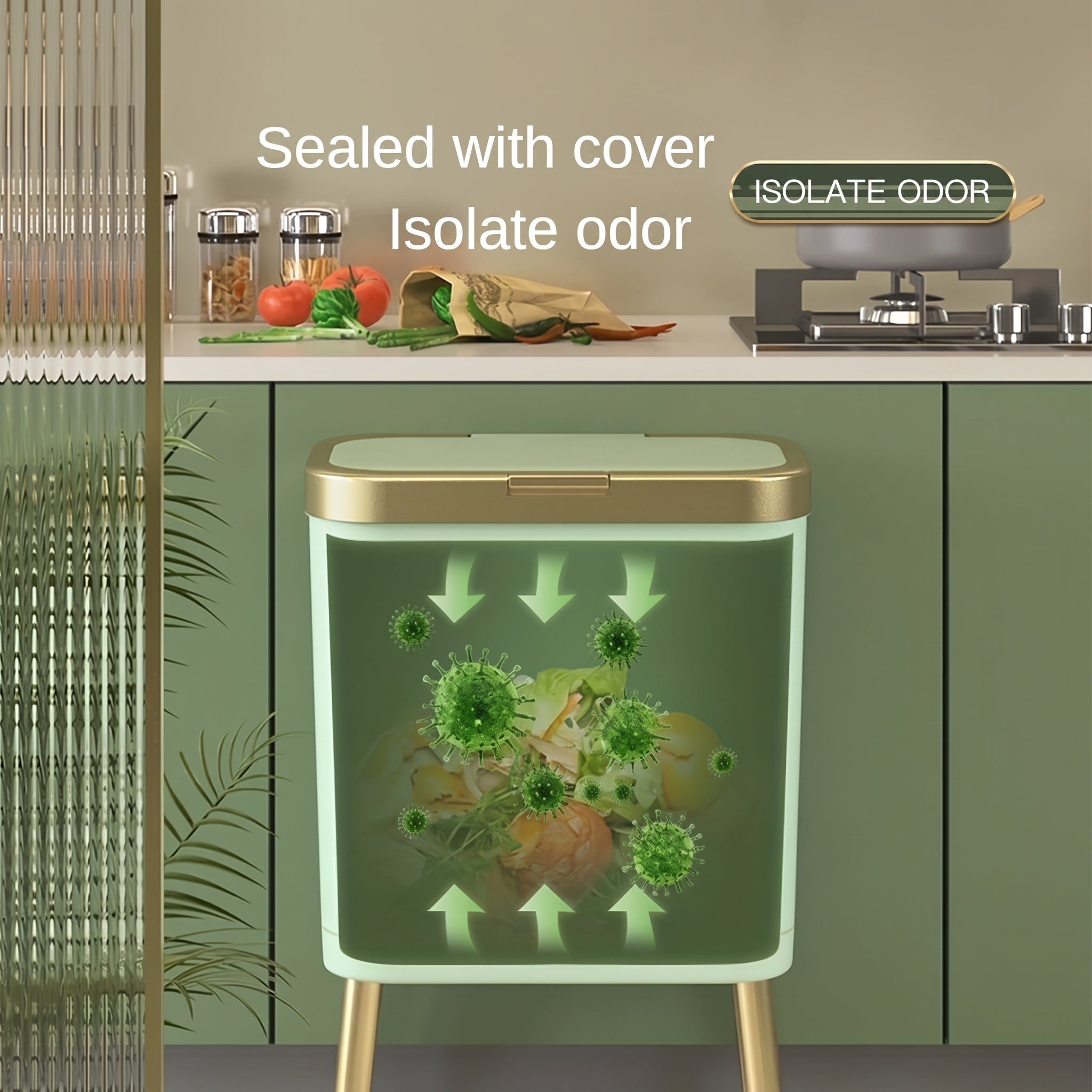 15L Modern Trash Can with Elevated Legs