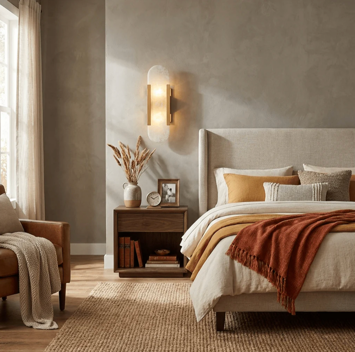 Marble Wall Light - Cylindrical Bedside Sconce