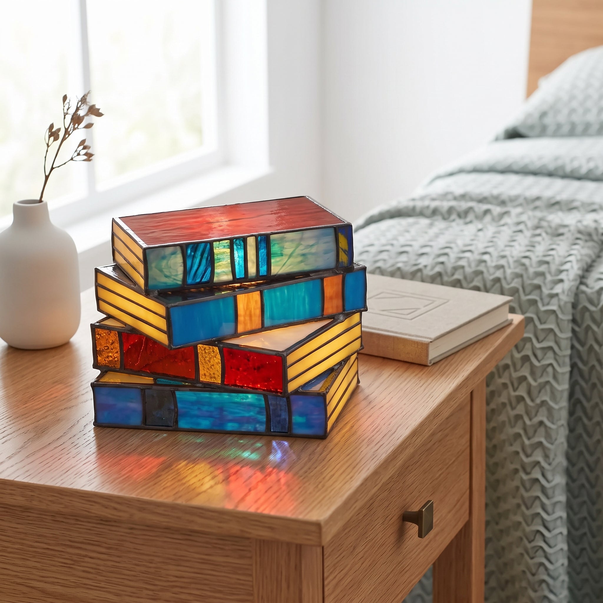 GlassNovel Stained Glass Book Lamp