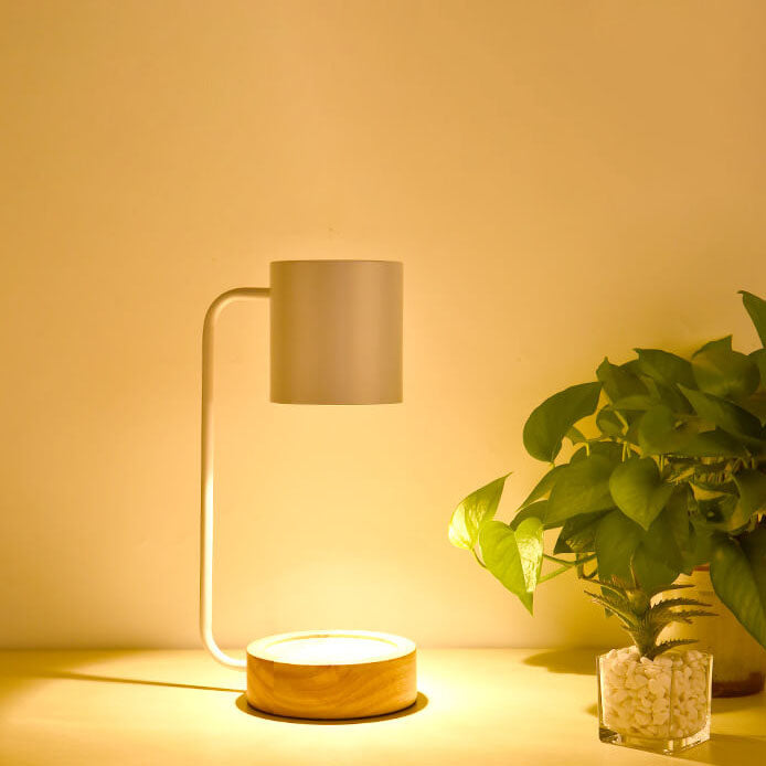 Wood Base Candle Warmer Lamp