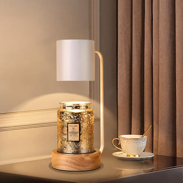 Wood Base Candle Warmer Lamp