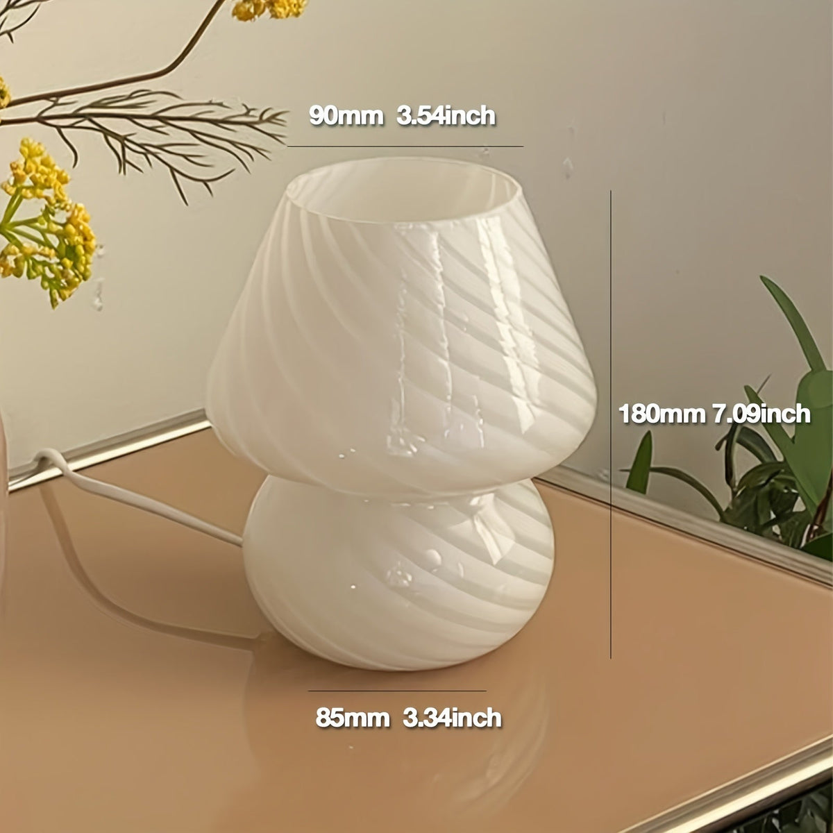 Murano-Style Glass Mushroom Lamp – USB Dimmable Table Light
