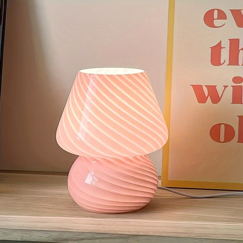 Murano-Style Glass Mushroom Lamp – USB Dimmable Table Light