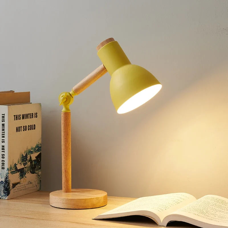 Nordic Wooden Desk Lamp – Adjustable Modern Table Light