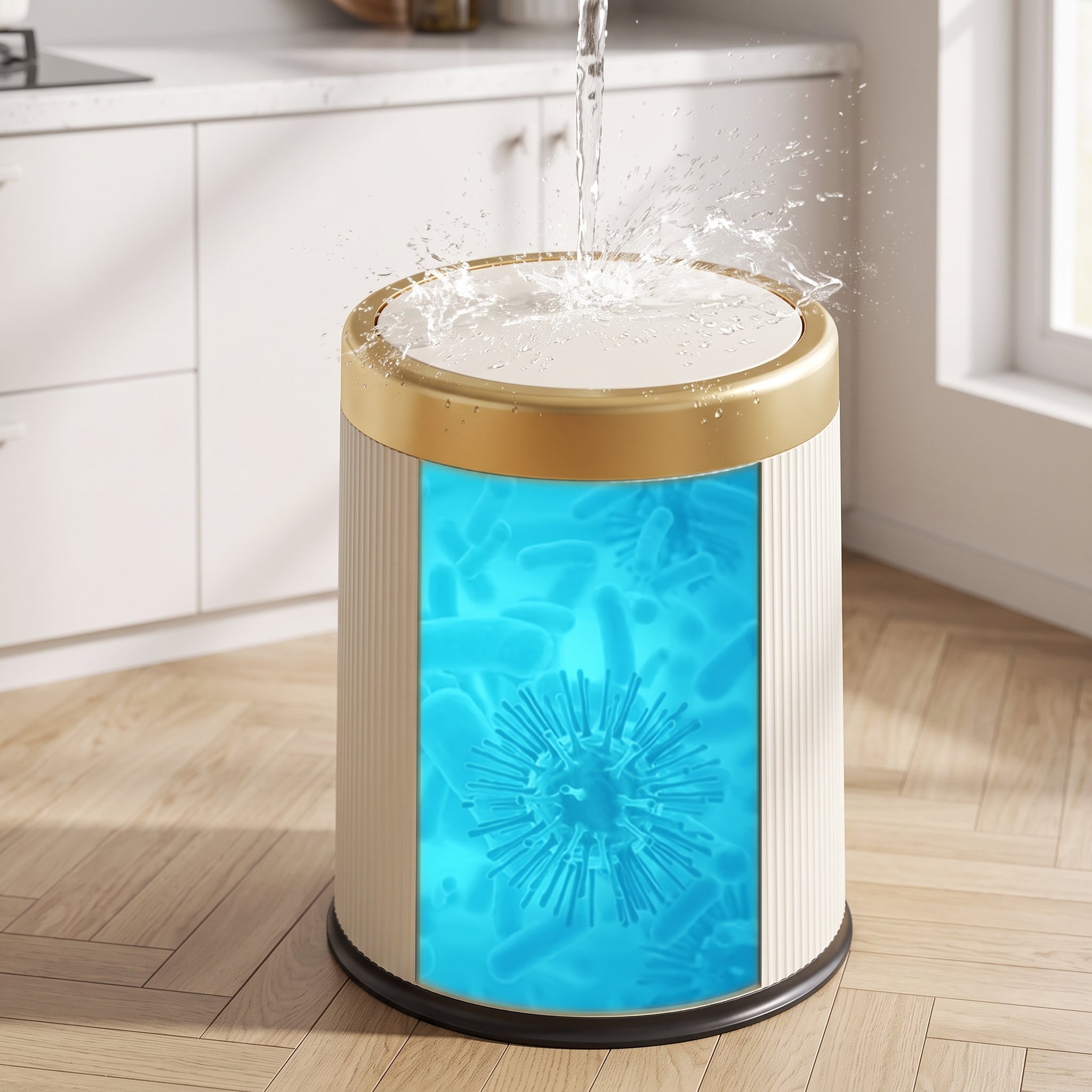 Oval Luxury Trash Can – Press-Top Waste Bin