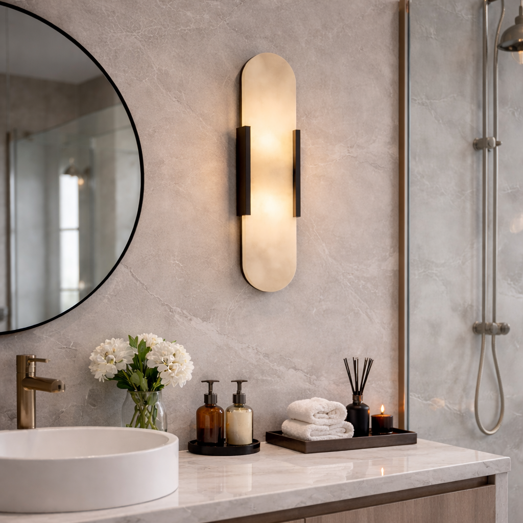 Marble Wall Light - Cylindrical Bedside Sconce