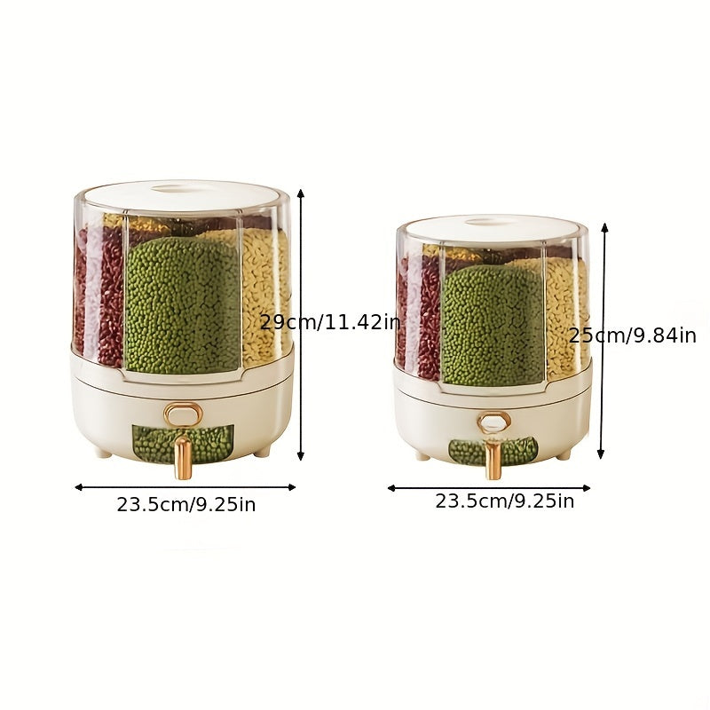 Rotating Airtight Food Storage Container – Large-Capacity Grain & Cereal Dispenser
