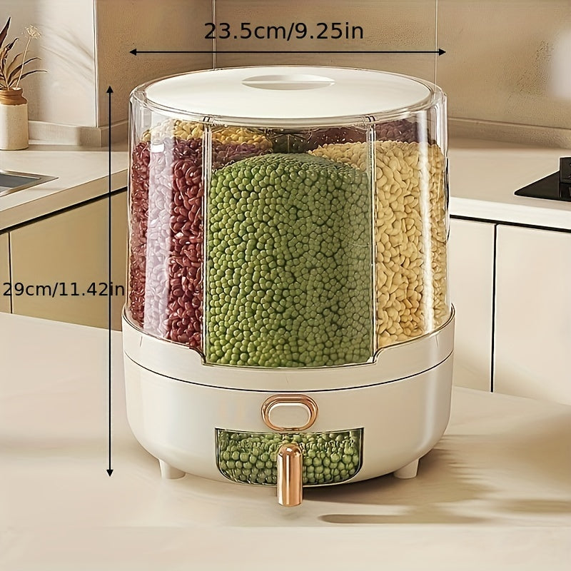 Rotating Airtight Food Storage Container – Large-Capacity Grain & Cereal Dispenser