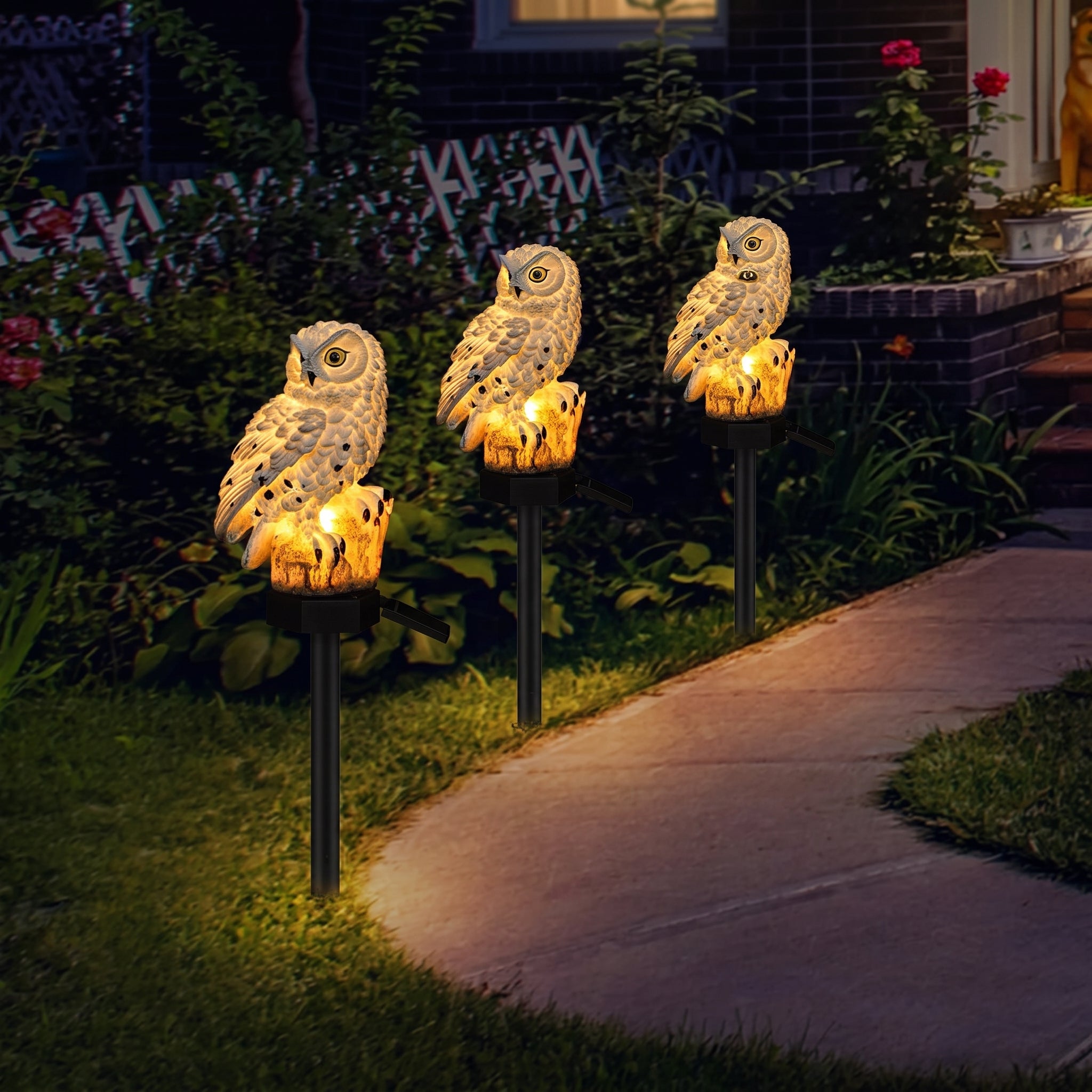 Solar Owl Garden Pathway Light