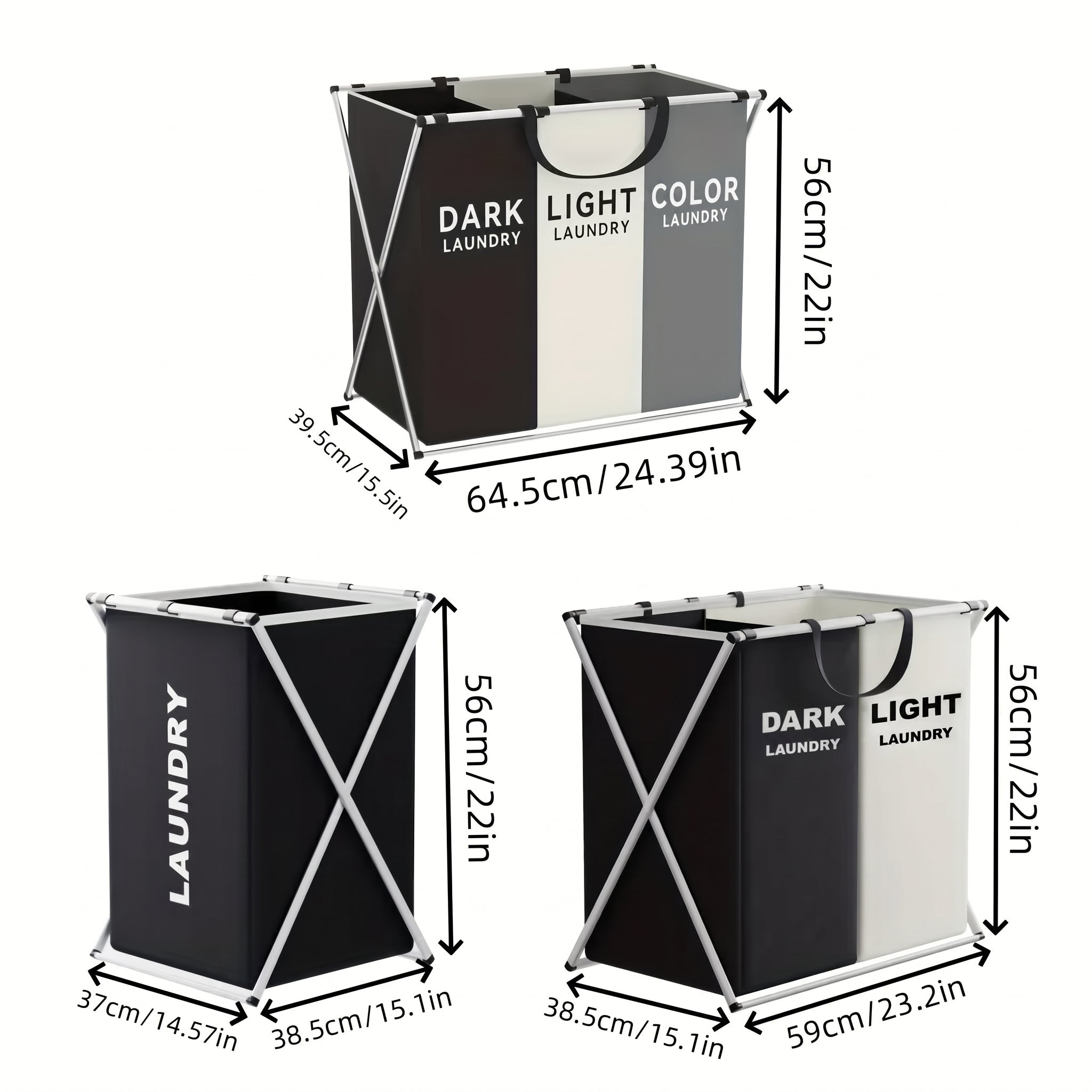 TriSort Multi-Section Laundry Hamper