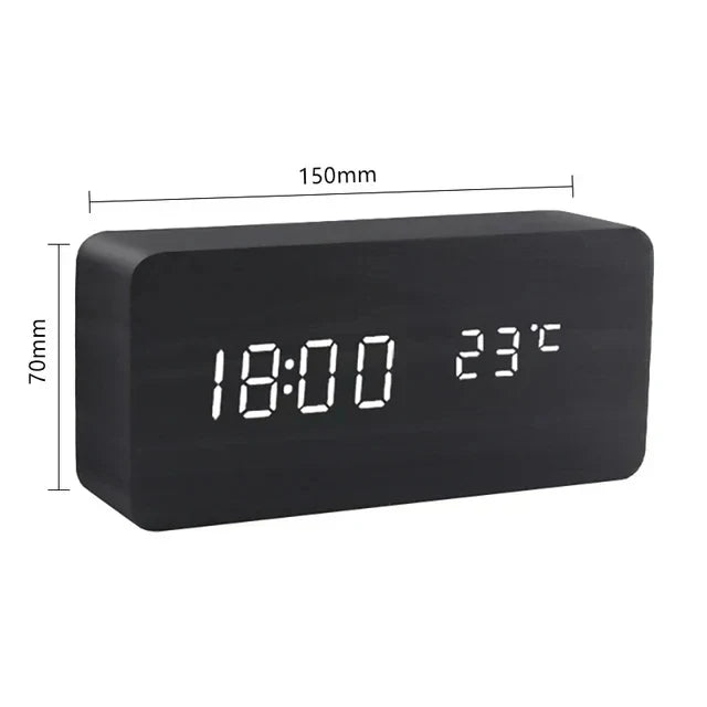 WoodWatch Smart Alarm Clock – Wood-Effect Design with Voice Control