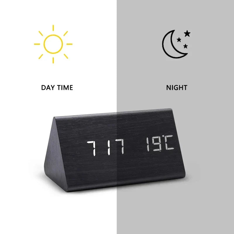WoodWatch Smart Alarm Clock – Wood-Effect Design with Voice Control