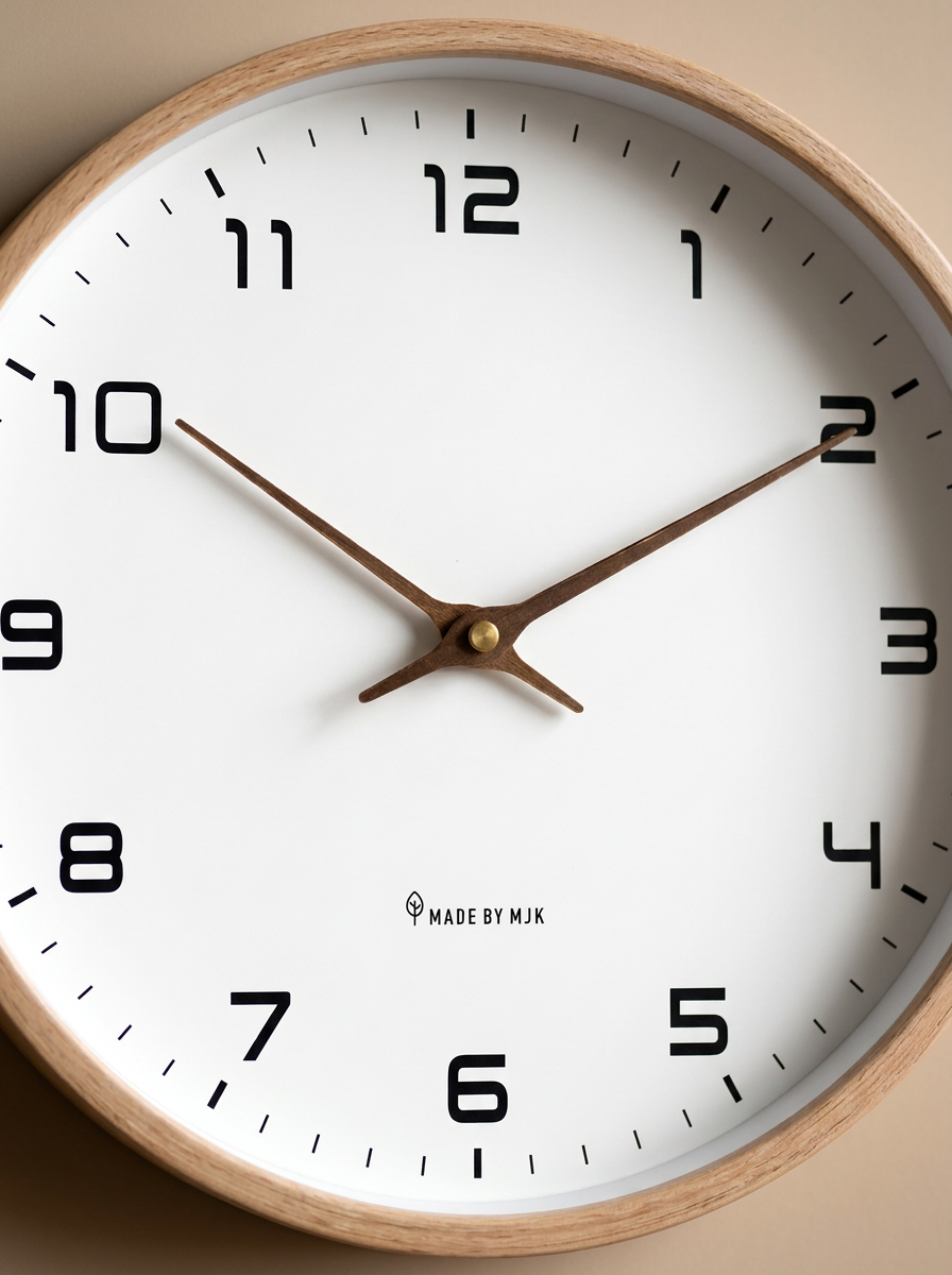 Wood Frame Nordic Wall Clock – Minimalist Design