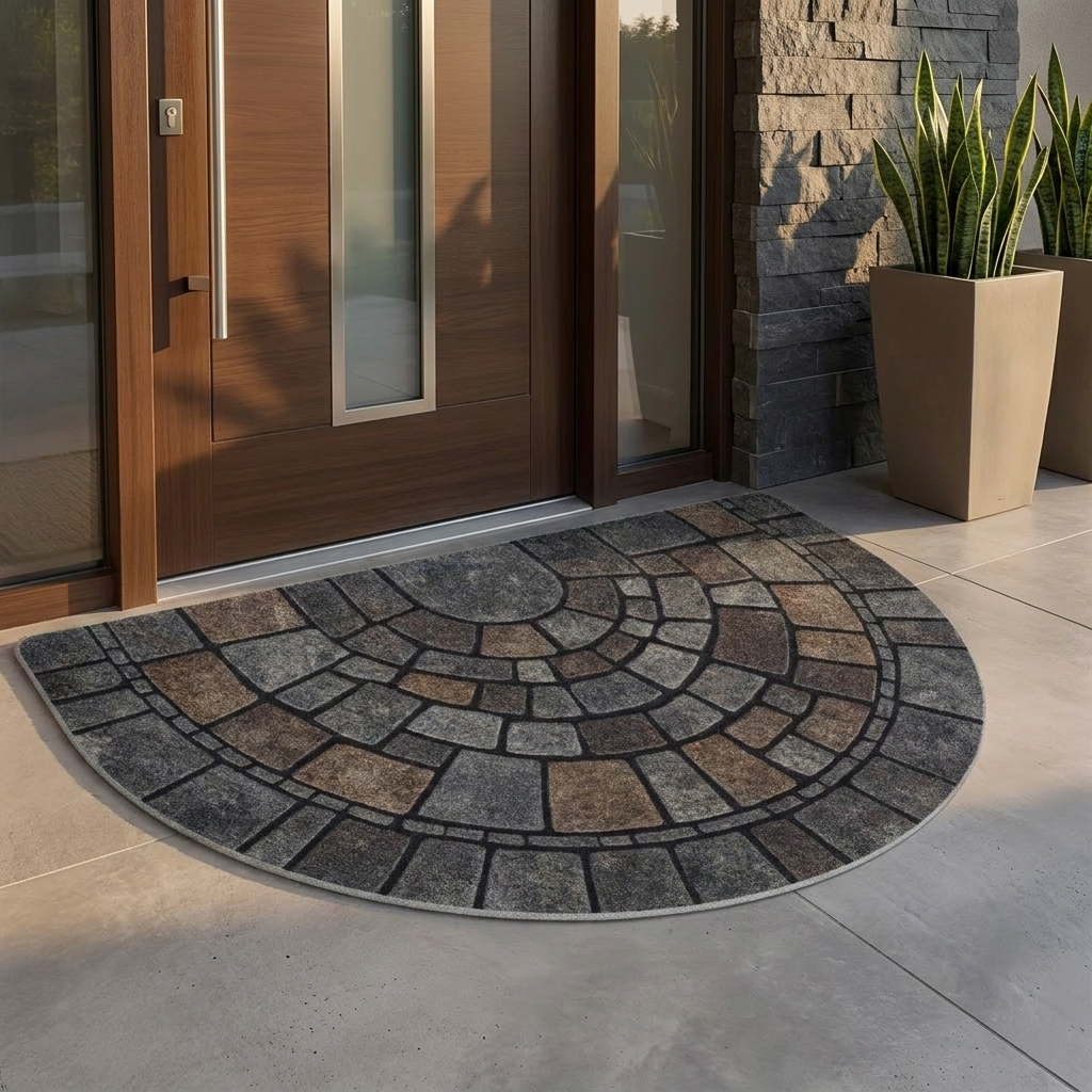 Half-Circle Mosaic Door Mat