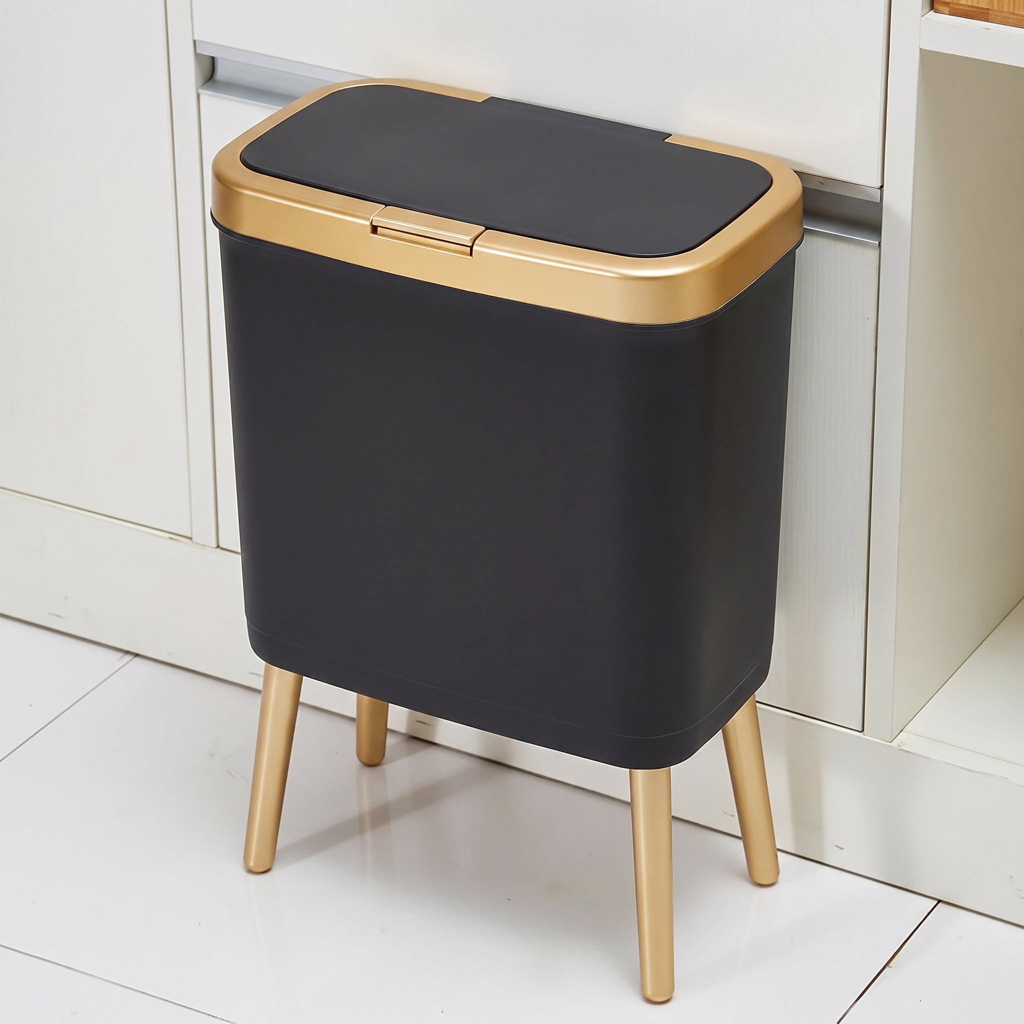 15L Modern Trash Can with Elevated Legs