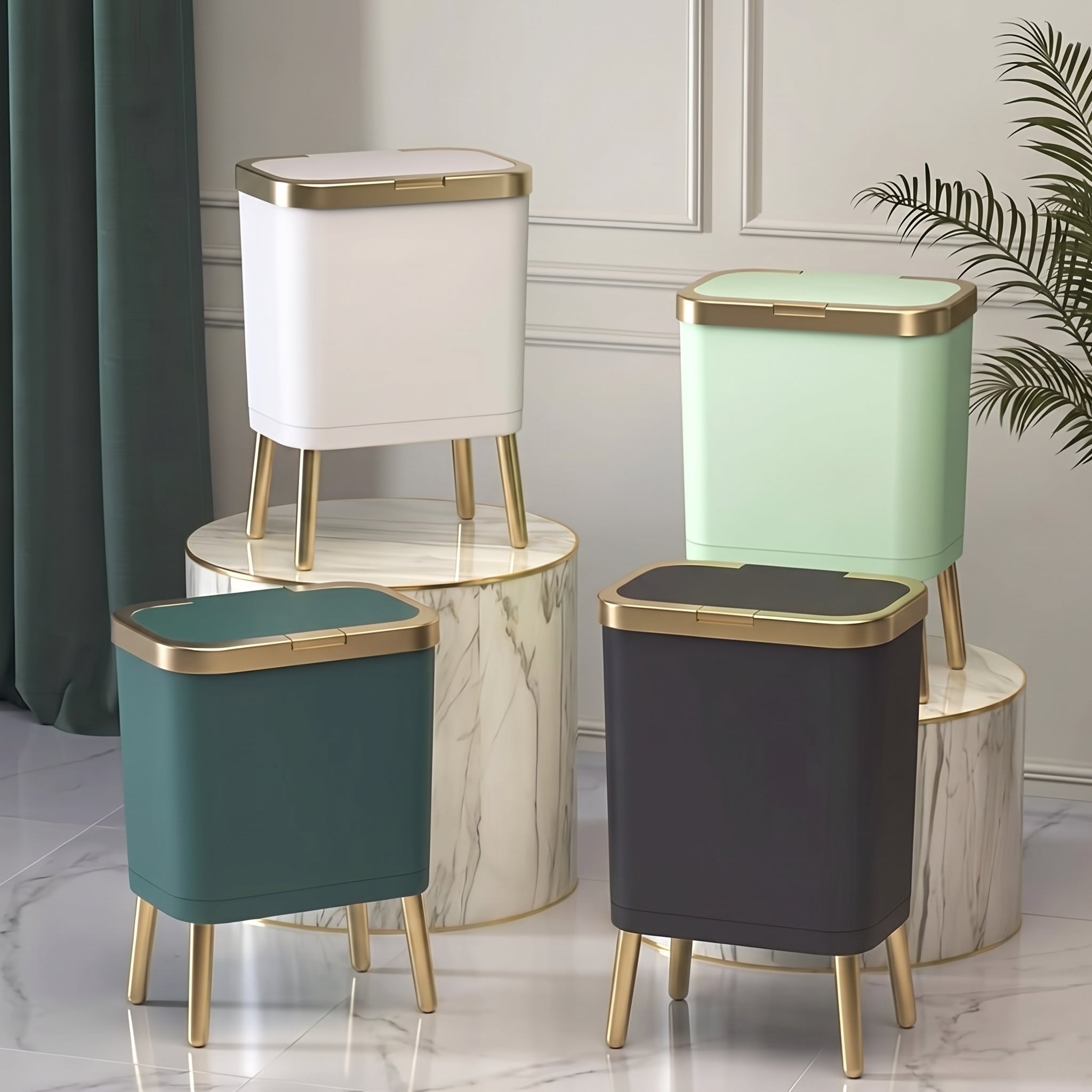 15L Modern Trash Can with Elevated Legs