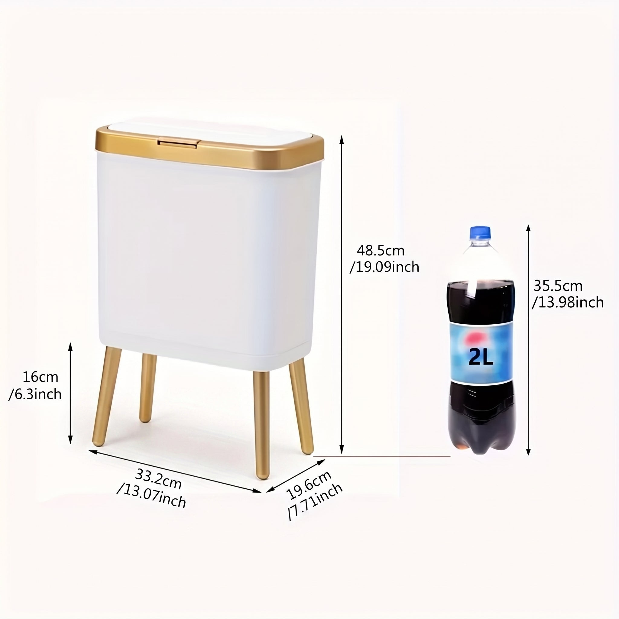 15L Modern Trash Can with Elevated Legs