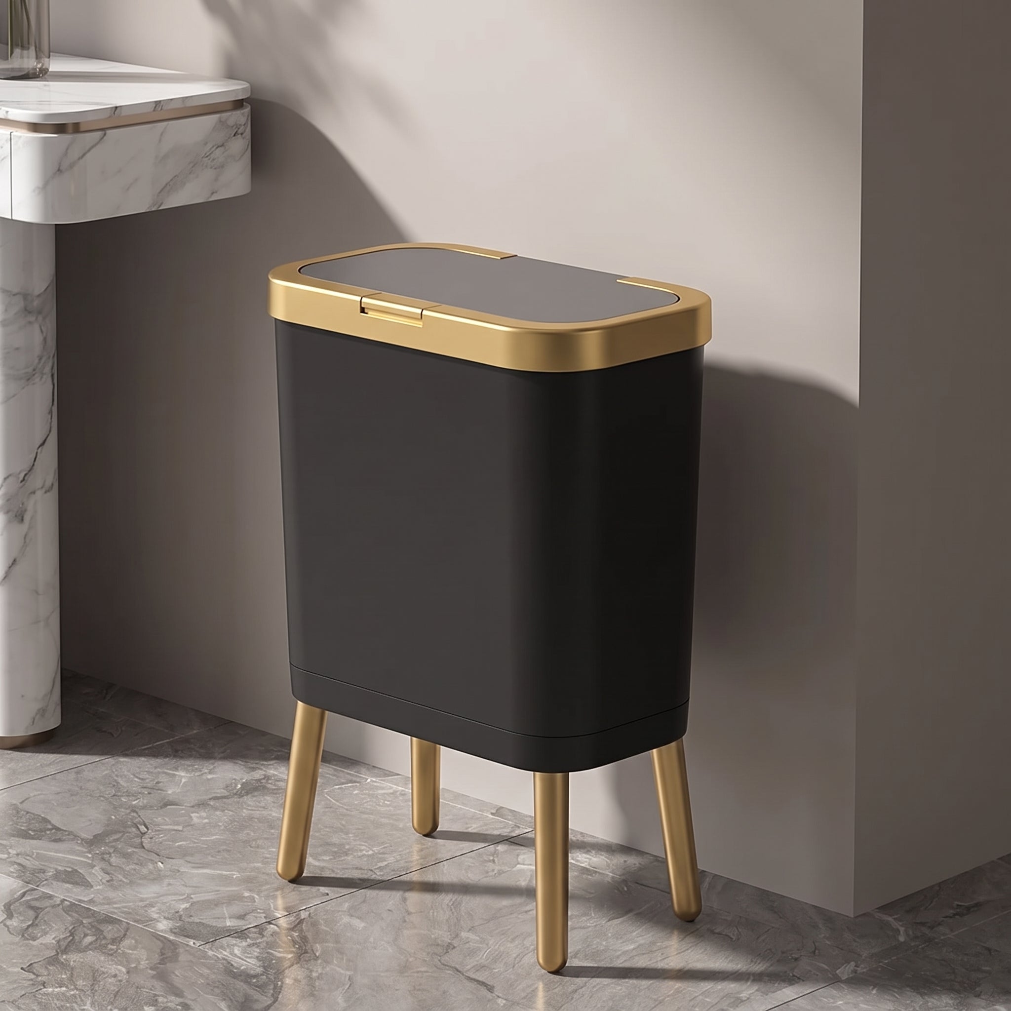 15L Modern Trash Can with Elevated Legs