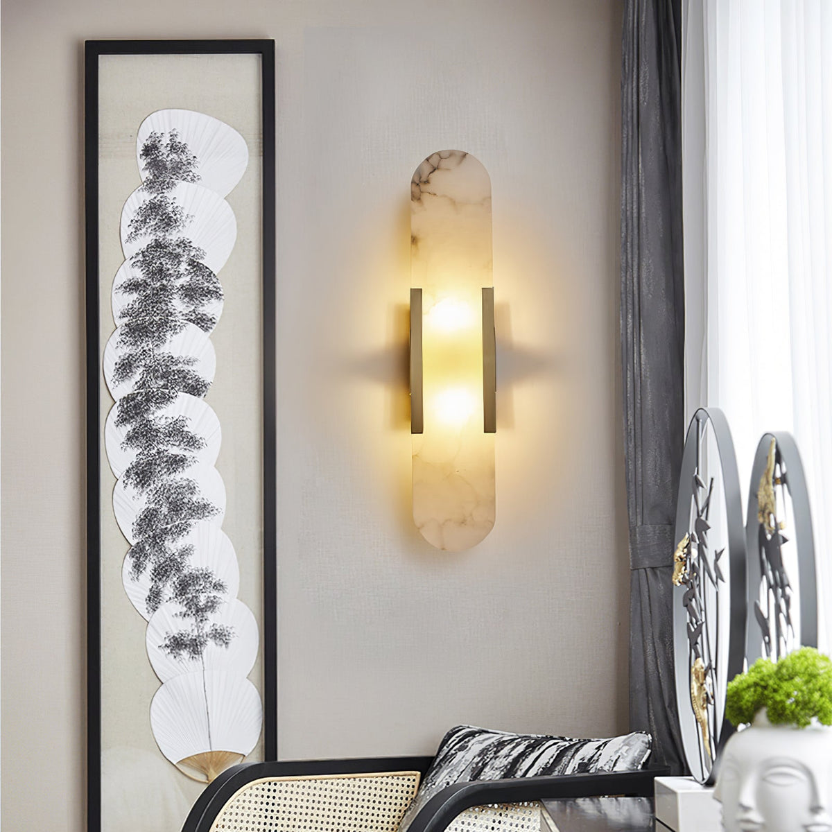 Marble Wall Light - Cylindrical Bedside Sconce
