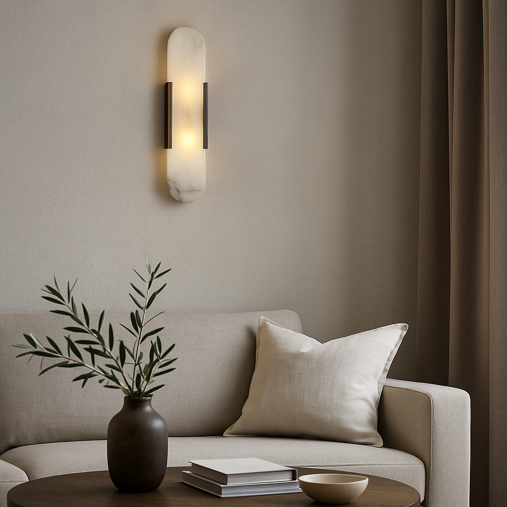 Marble Wall Light - Cylindrical Bedside Sconce