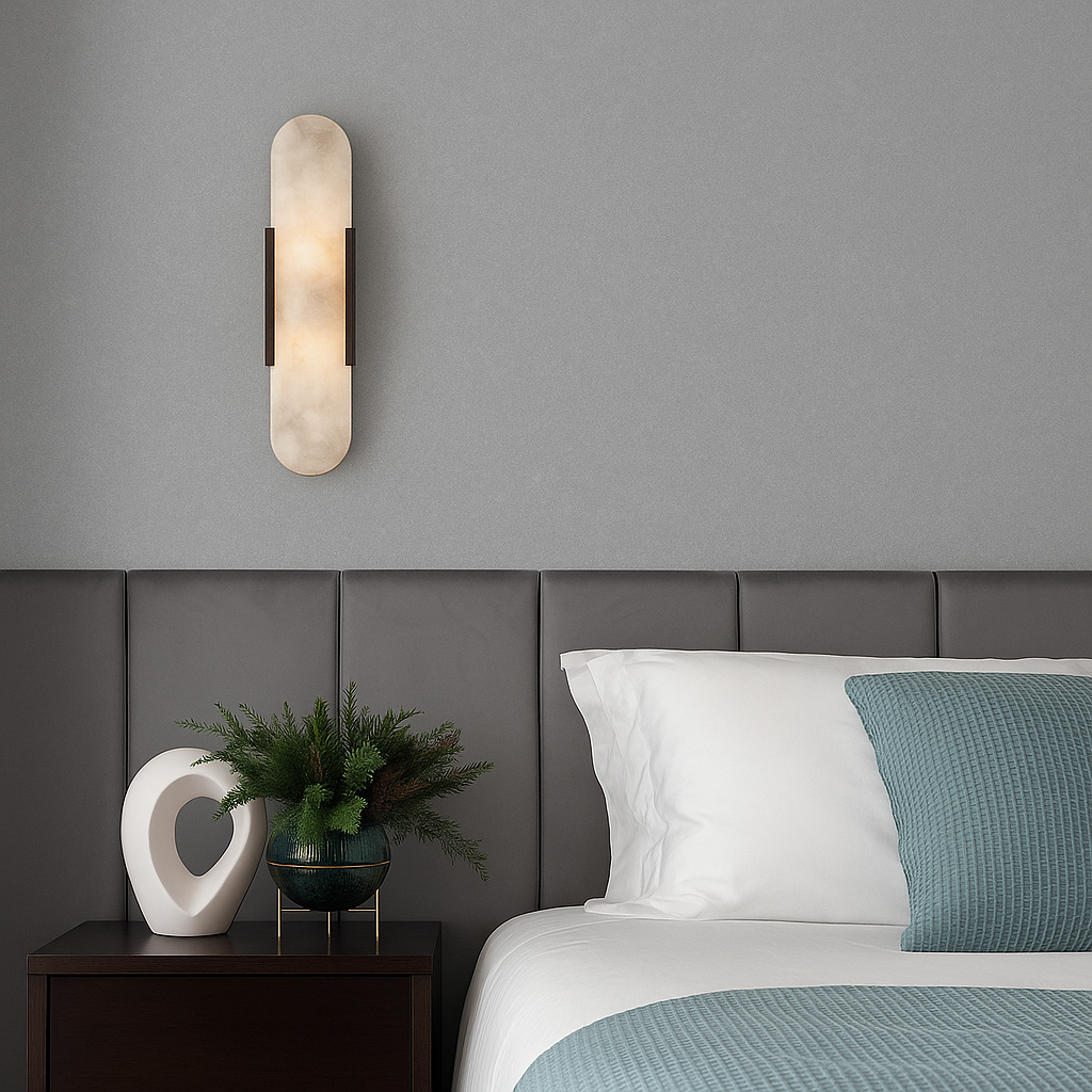 Marble Wall Light - Cylindrical Bedside Sconce