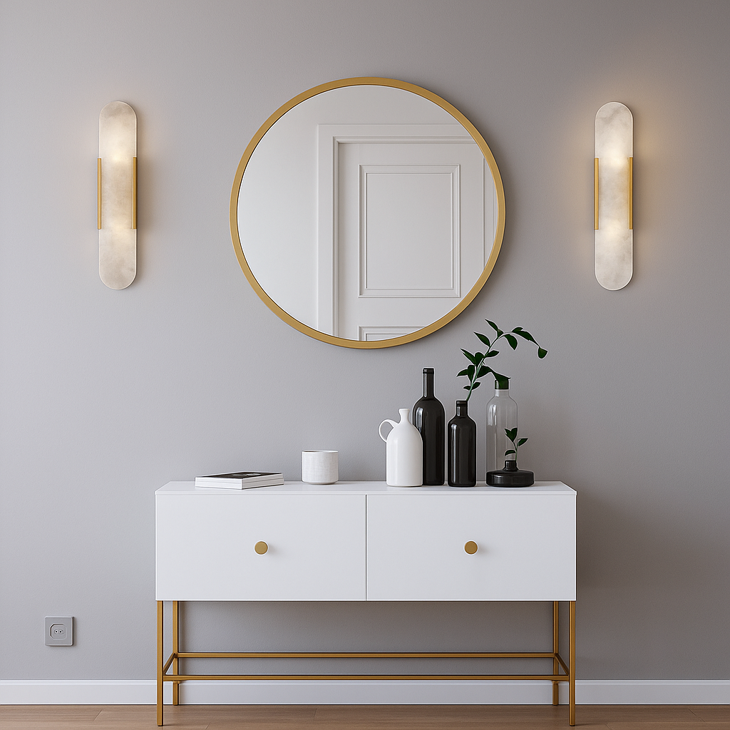 Marble Wall Light - Cylindrical Bedside Sconce