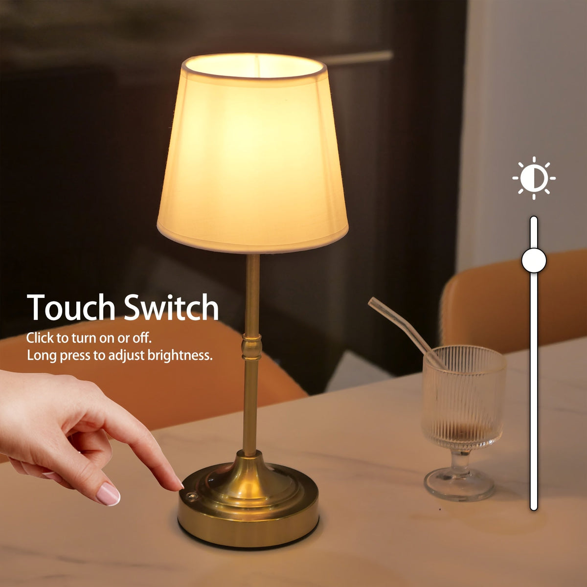 Dimmable Cordless Table Lamp – USB Rechargeable