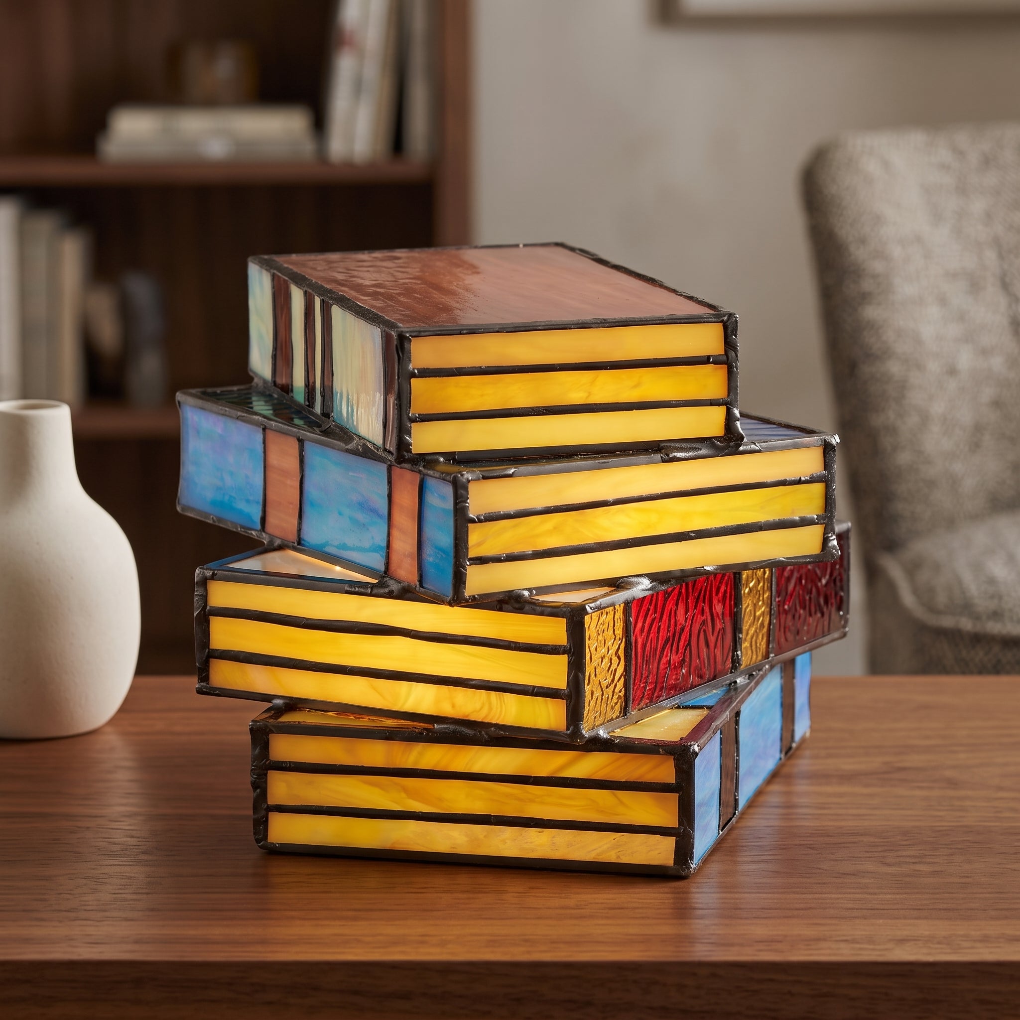 GlassNovel Stained Glass Book Lamp