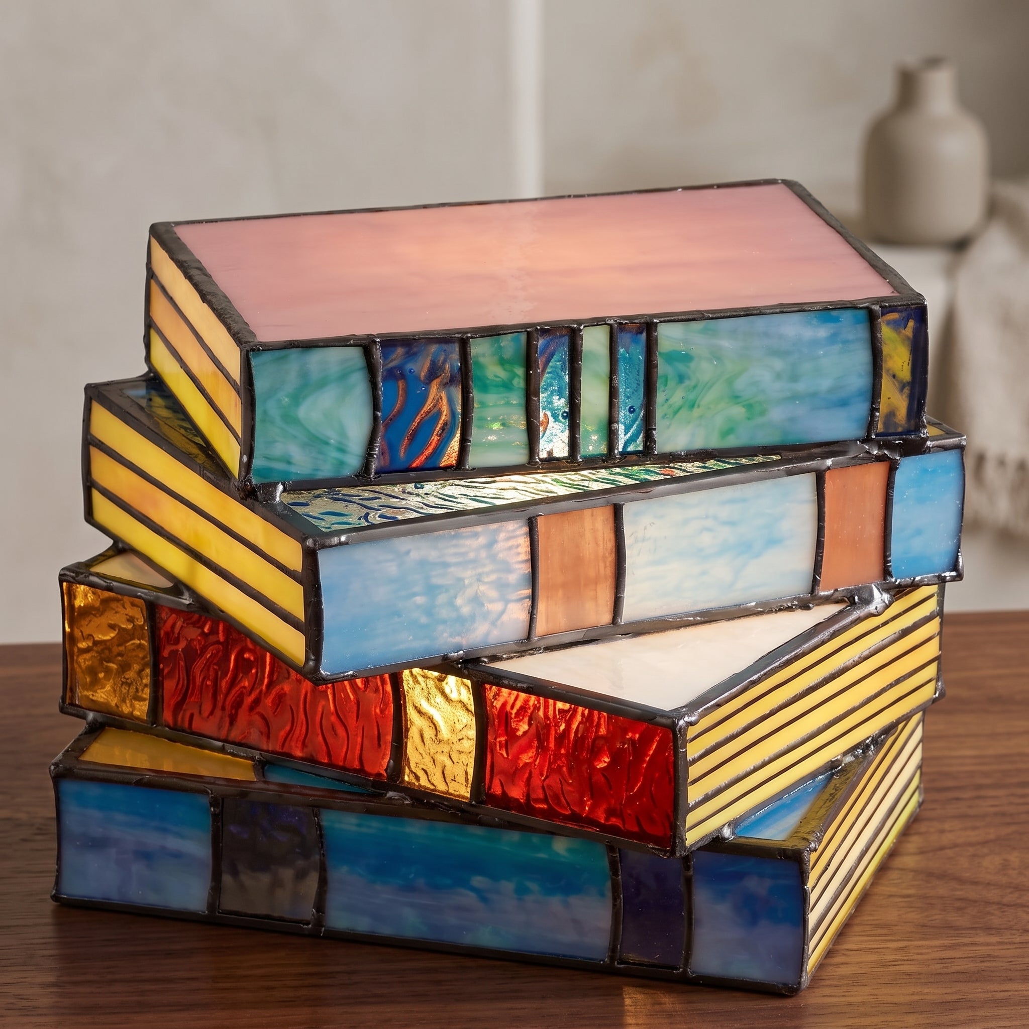 GlassNovel Stained Glass Book Lamp