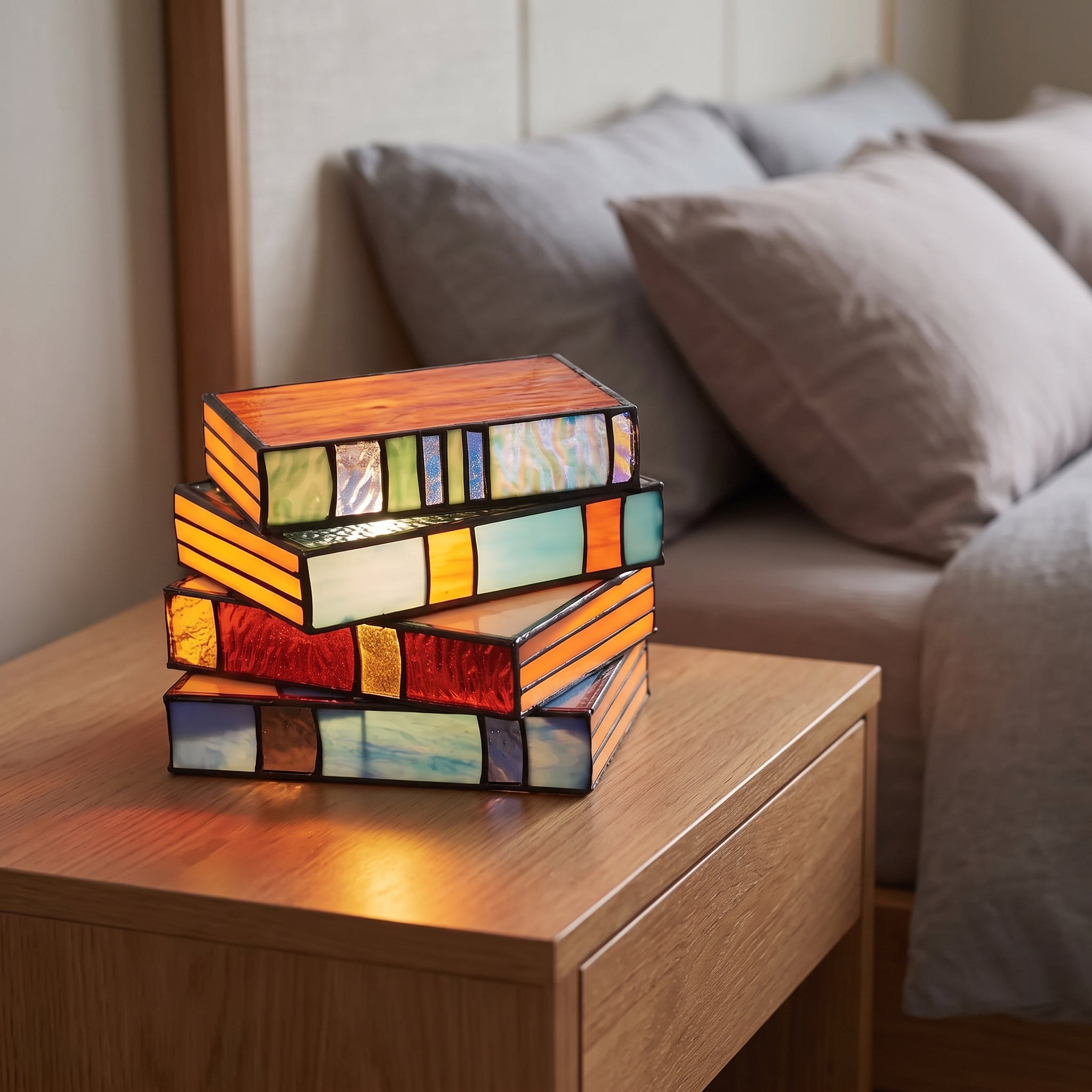 GlassNovel Stained Glass Book Lamp