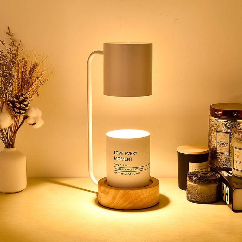 Wood Base Candle Warmer Lamp