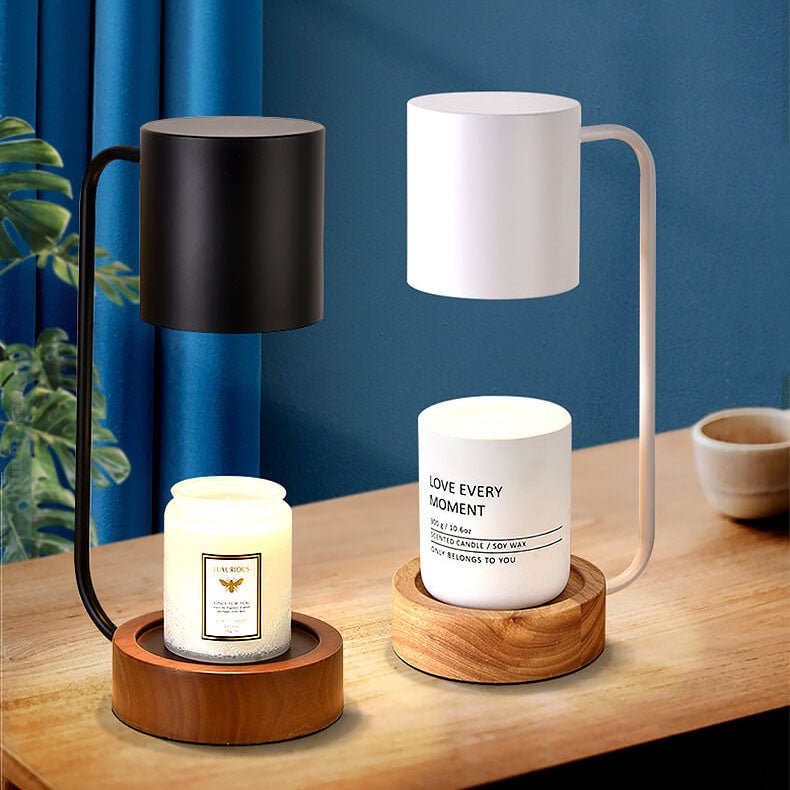 Wood Base Candle Warmer Lamp