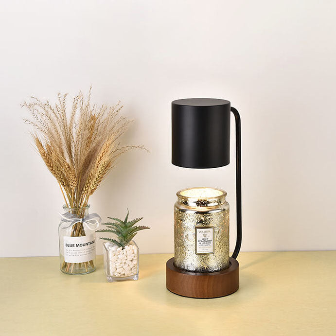 Wood Base Candle Warmer Lamp