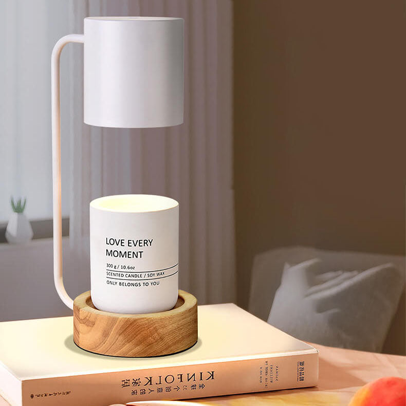 Wood Base Candle Warmer Lamp