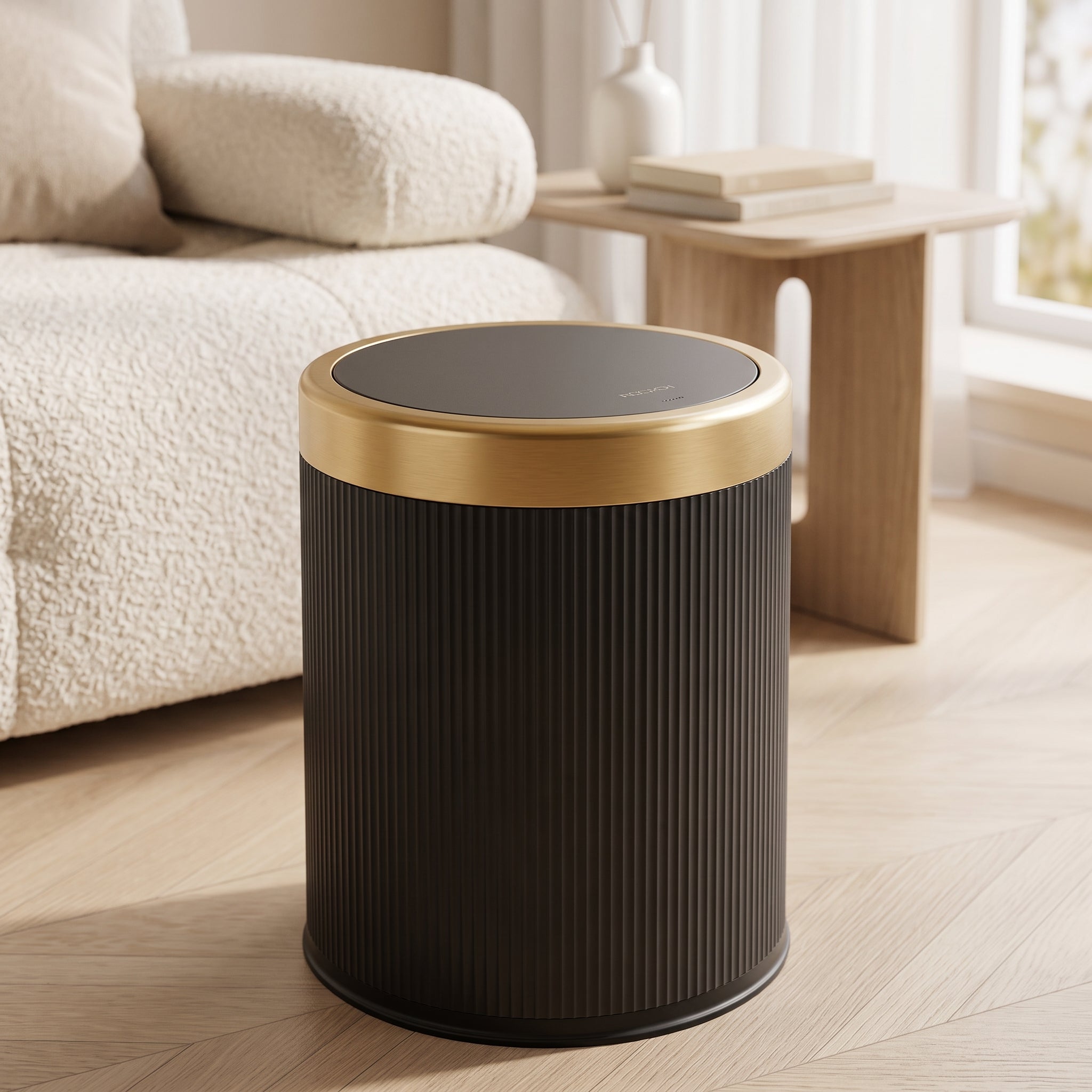 Oval Luxury Trash Can – Press-Top Waste Bin