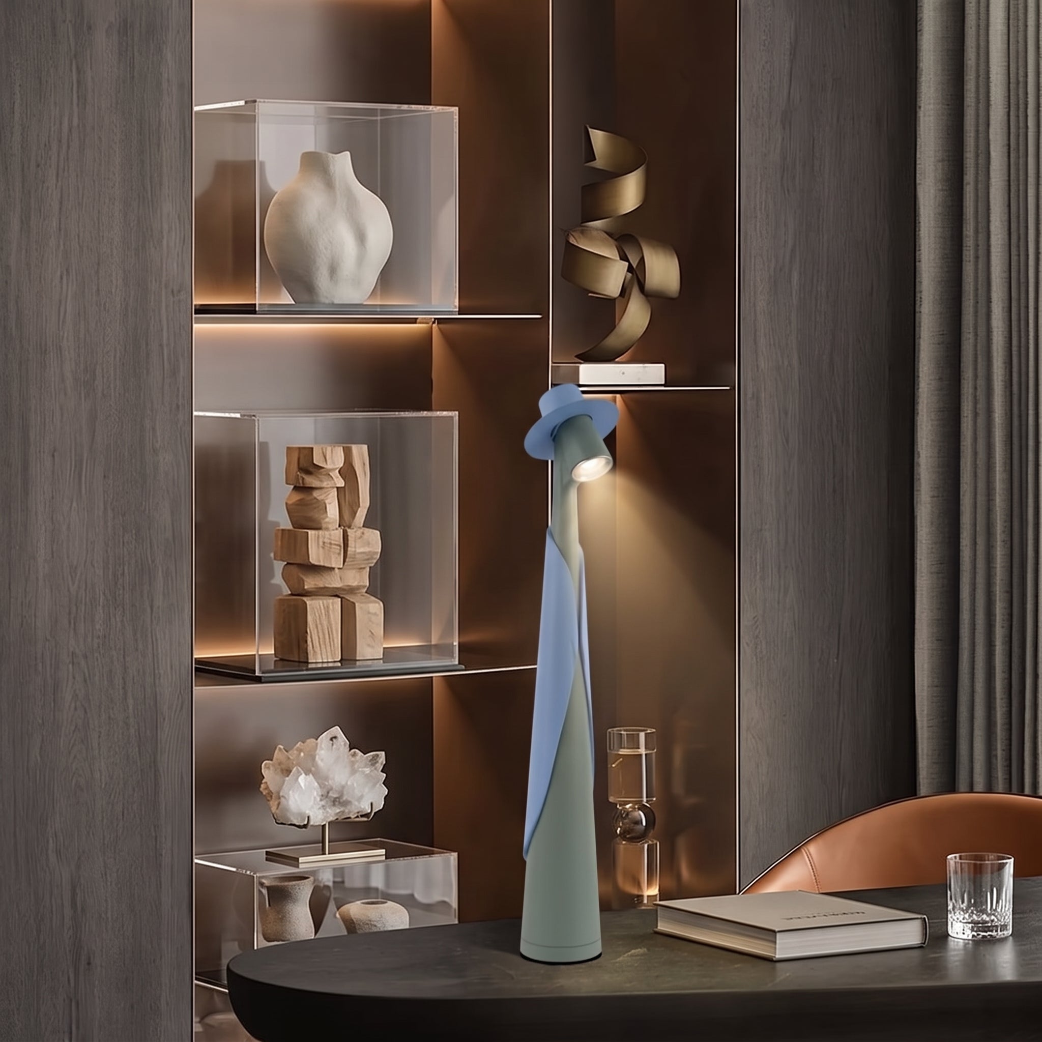 Sculptural Hat Figure LED Desk Lamp