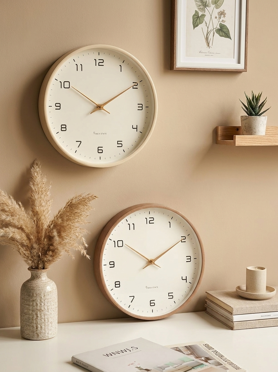 Wood Frame Nordic Wall Clock – Minimalist Design