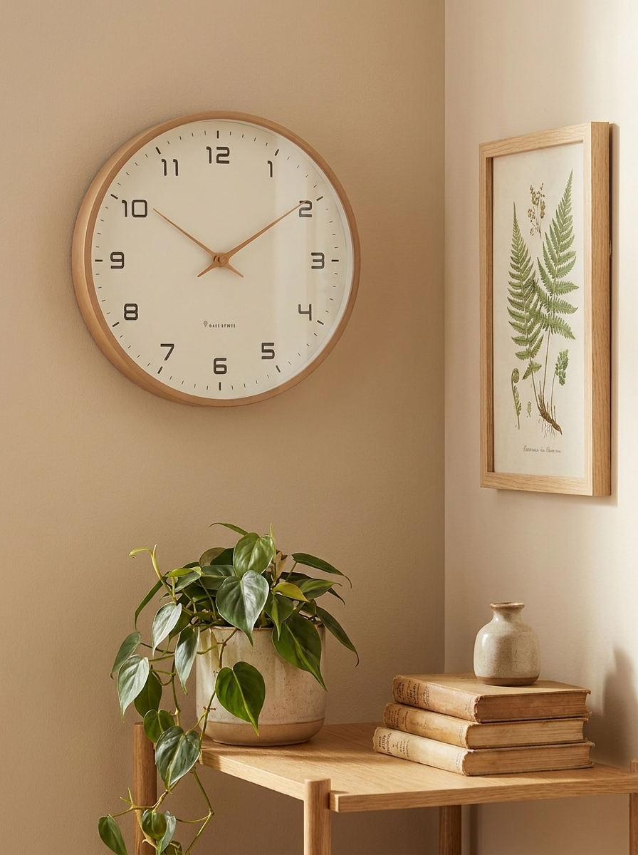 Wood Frame Nordic Wall Clock – Minimalist Design