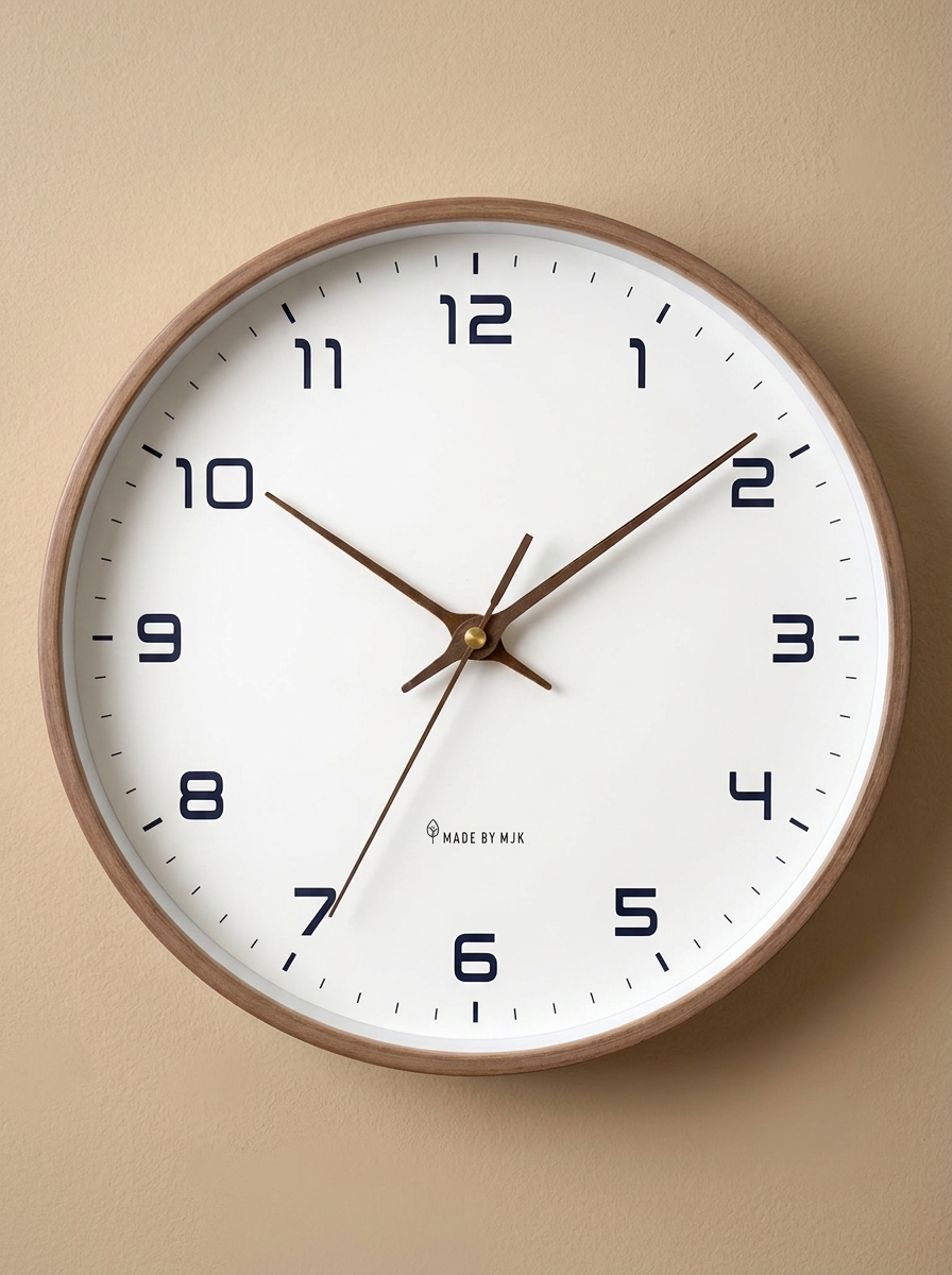 Wood Frame Nordic Wall Clock – Minimalist Design