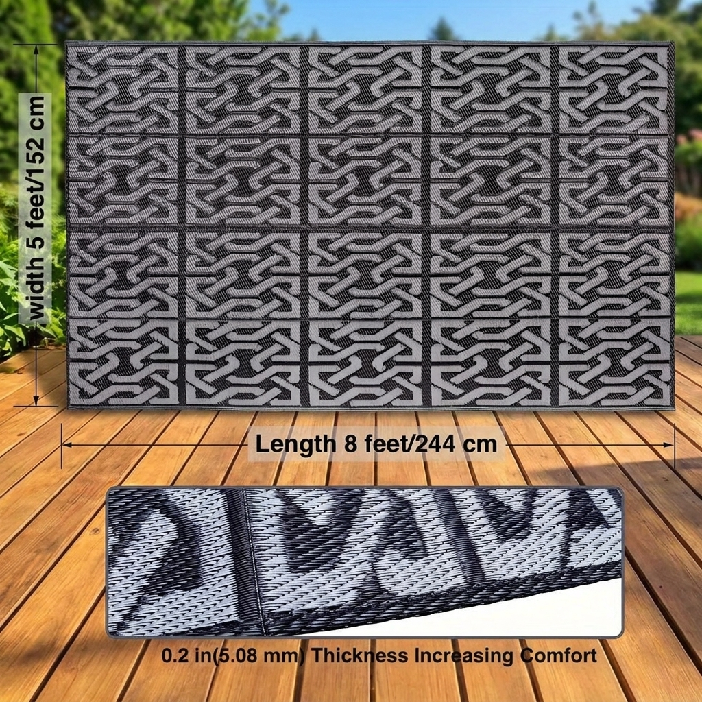 Reversible Black & Grey Outdoor Rug